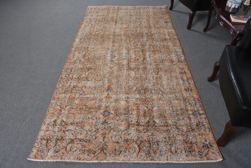 Alfombra vibrante naranja y azul, diseño de lunares de 4,3 x 8,7 pies