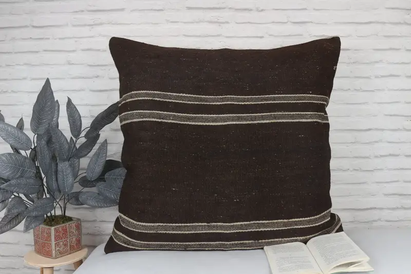 Gift Pillow, Turkish Pillow, Boho Throw Cushion, Oriental Cushion Case, Cushion Case, 32x32 Brown Cushion Case, Kilim Pillow Cover - 2