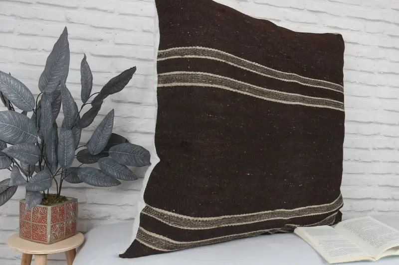 Gift Pillow, Turkish Pillow, Boho Throw Cushion, Oriental Cushion Case, Cushion Case, 32x32 Brown Cushion Case, Kilim Pillow Cover - 3