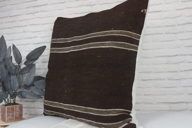 Gift Pillow, Turkish Pillow, Boho Throw Cushion, Oriental Cushion Case, Cushion Case, 32x32 Brown Cushion Case, Kilim Pillow Cover - 4