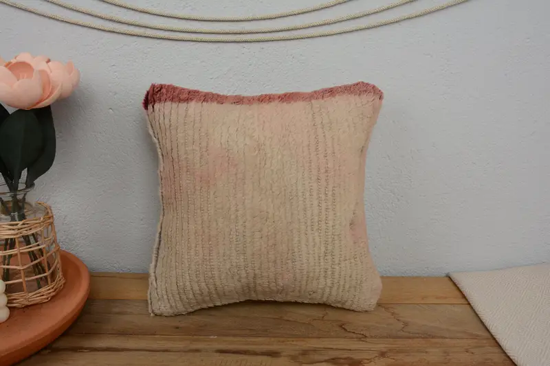Interior Designer Pillow, Boho Chic Cushion Cover, Kilim Pillow, Vintage Pillow Case, Cushion Cover, 12x12 Beige Cushion, Vintage Pillow - 2