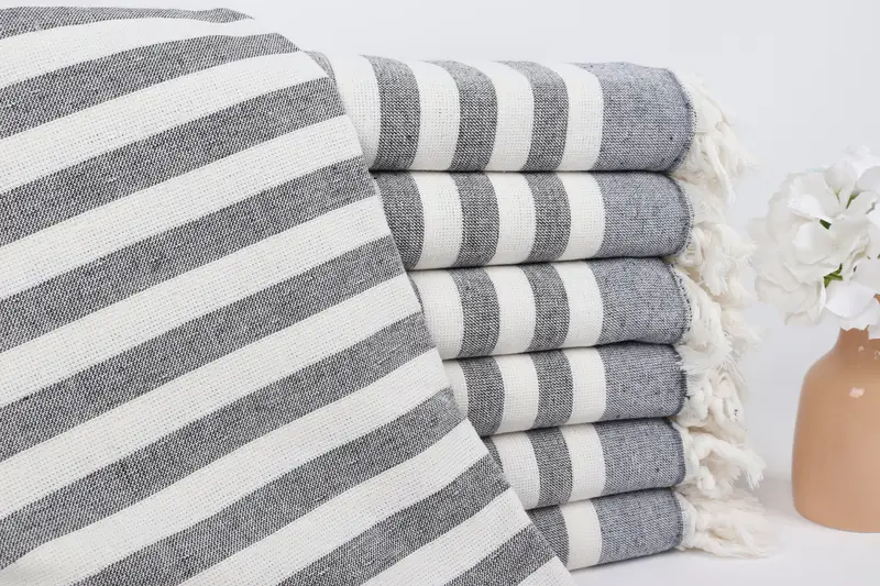 Kişiye Özel Türk Havlusu Lacivert Çizgili Havlu 40x67 İnç