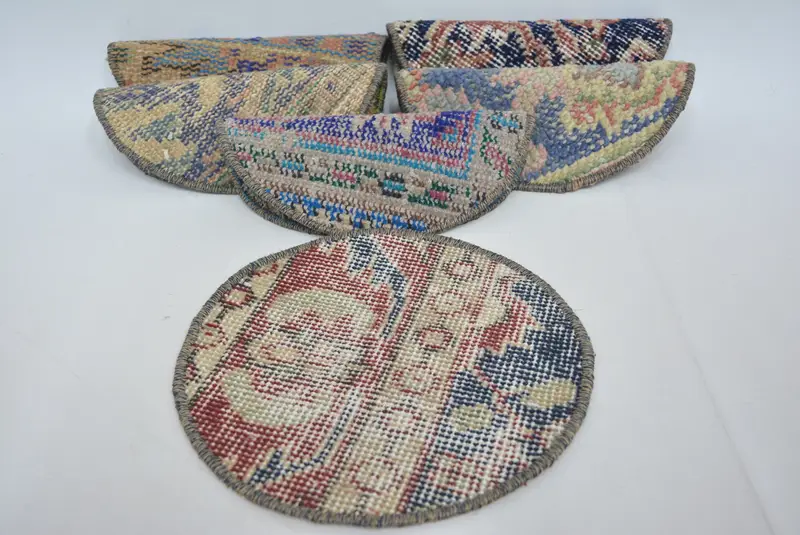 Mantel individual bohemio azul y beige, mantel individual estilo bohemio de 25 x 25 pulgadas