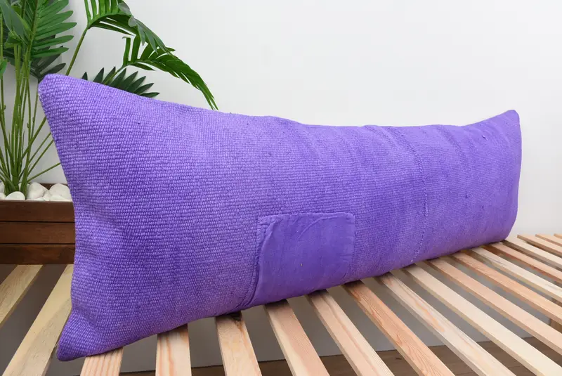 Neutral Cushion Cover, Home Decor Pillow, Vintage Kilim Throw Pillow, Cushion, 16x48 Purple Cushion, Ethnical Kilim Rug Pillow, Aztec Cushion Case - 4