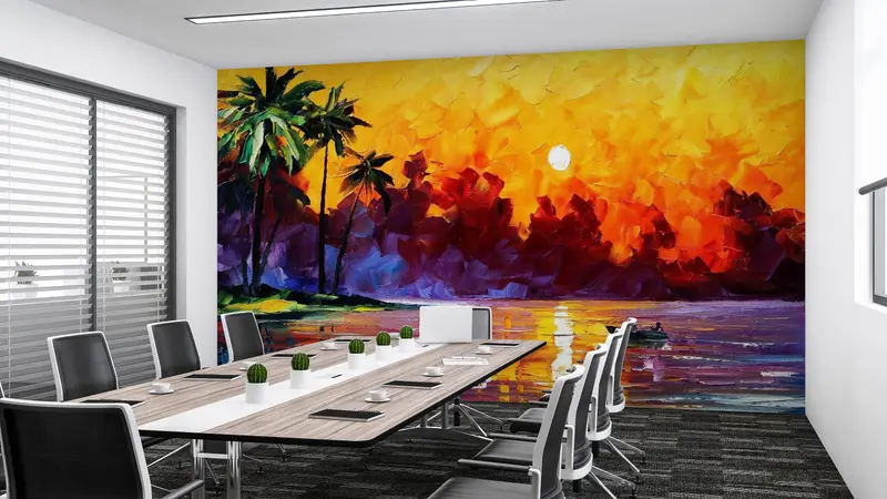 3d Wall Paper, Abstract Landscape Wall Art, Landscape Wall Mural, Custom Wall Paper, , Paper Wall Art, Boat Mural, - 2