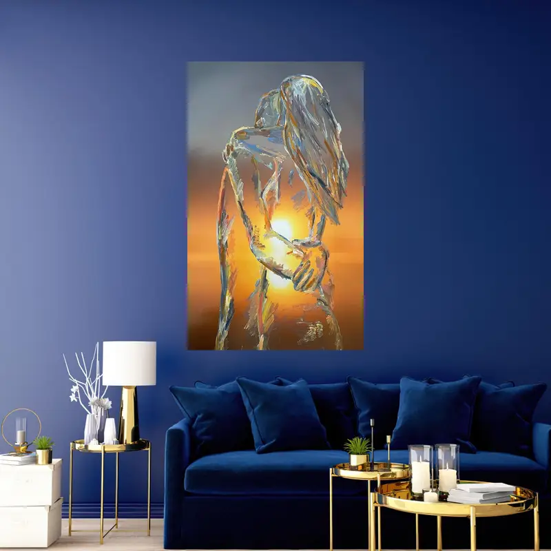 Elegant bedrucktes Glas: Abstrakter Sonnenuntergang für Liebhaber für Glückseligkeit im Schlafzimmer