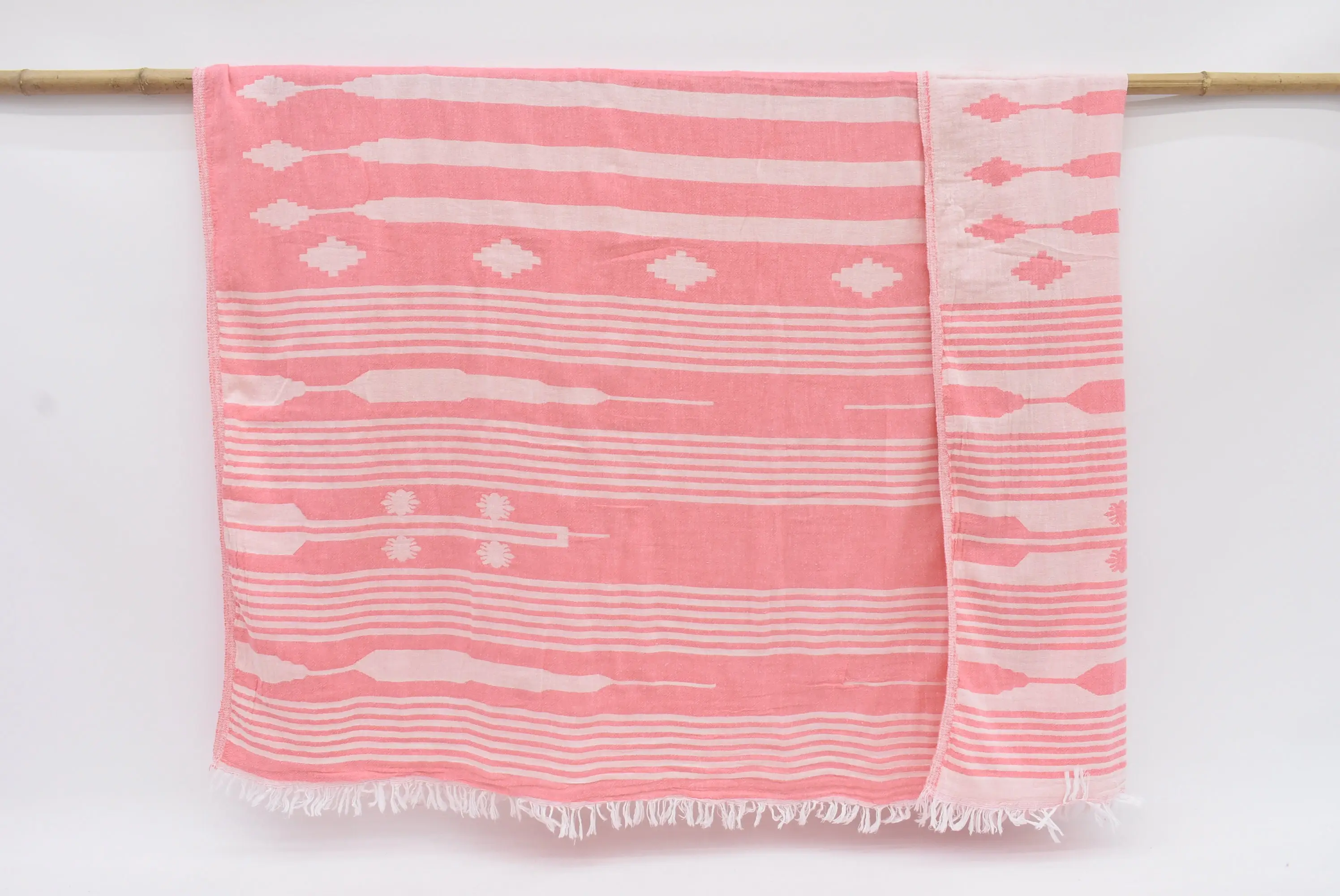 Wedding Favors, Turkish Towel Blanket, Pink Patterned Throw, 83x60 Inches - 1
