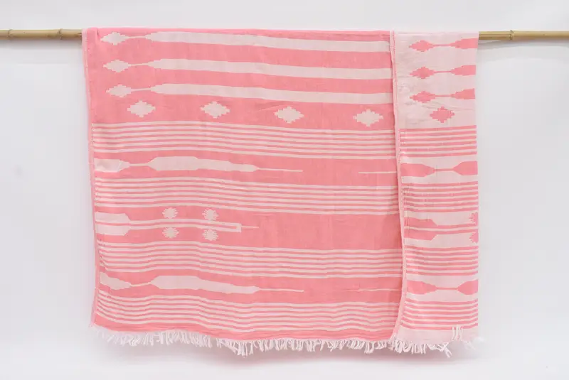 Wedding Favors, Turkish Towel Blanket, Pink Patterned Throw, 83x60 Inches