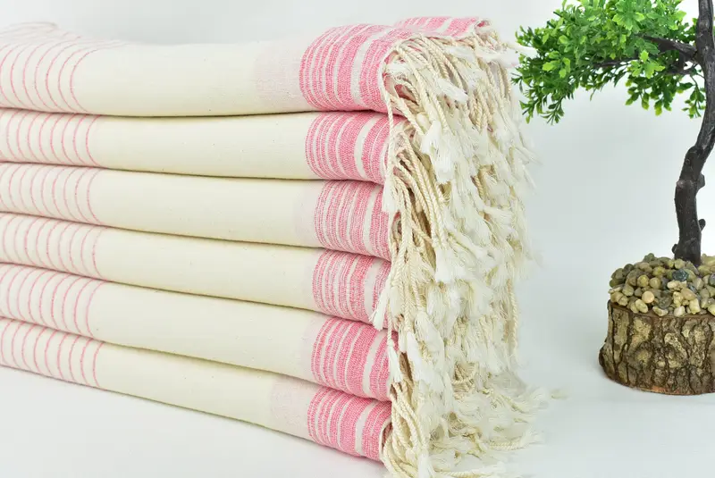 68x36 Cotton Striped Towel, Peshtemal, Lightweight Turkish towel, Soft towel, Fouta towel, Fringed Turkish towel for poolside, Beach Size Towel - 3