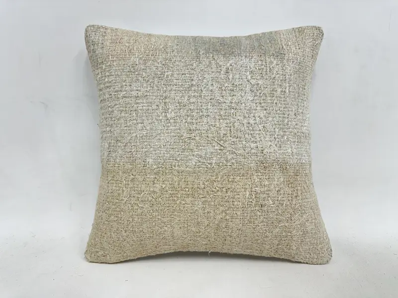 Cushion Cover, Vintage Kilim Throw Pillow, Pillow for Couch, 16x16 Beige Pillow Case, Southwestern Cushion Case, Kilim Pillow Cover - 1