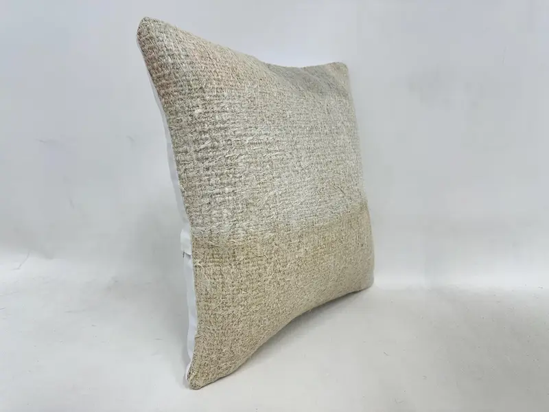 Cushion Cover, Vintage Kilim Throw Pillow, Pillow for Couch, 16x16 Beige Pillow Case, Southwestern Cushion Case, Kilim Pillow Cover - 3