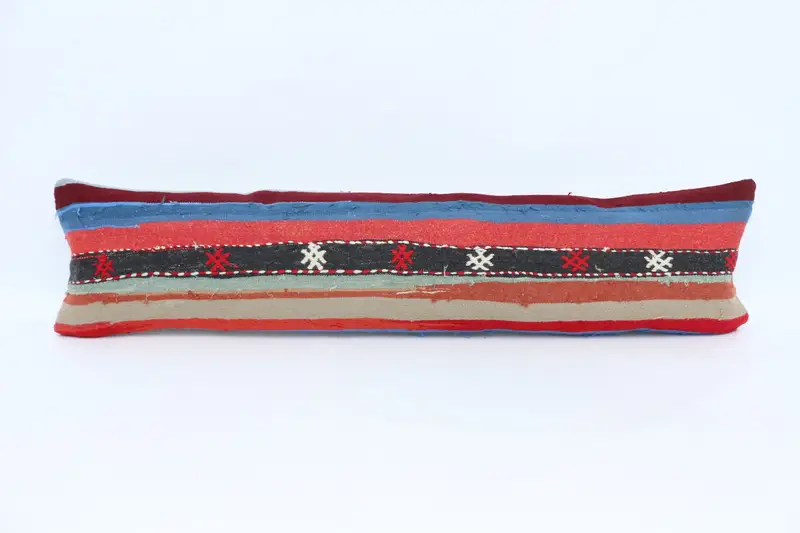 12x48 Red Cushion, Vintage Pillow, Pillow for Sofa, Cushion, Custom Cushion Case, Ethnical Kilim Rug Pillow, Meditation Pillow Case - 1