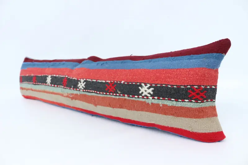 12x48 Red Cushion, Vintage Pillow, Pillow for Sofa, Cushion, Custom Cushion Case, Ethnical Kilim Rug Pillow, Meditation Pillow Case - 4