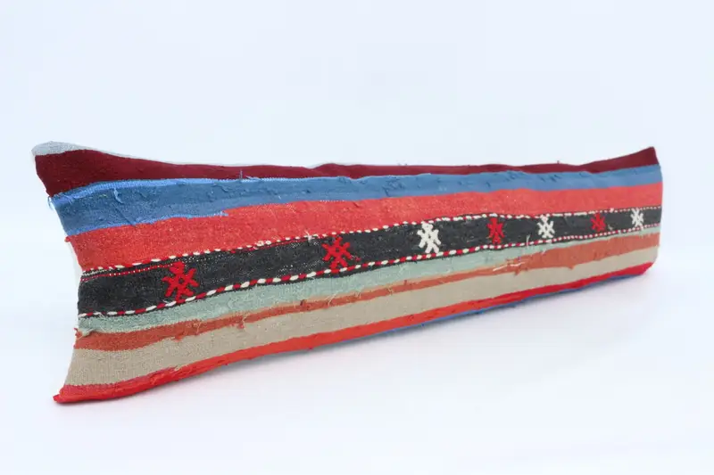 12x48 Red Cushion, Vintage Pillow, Pillow for Sofa, Cushion, Custom Cushion Case, Ethnical Kilim Rug Pillow, Meditation Pillow Case - 3