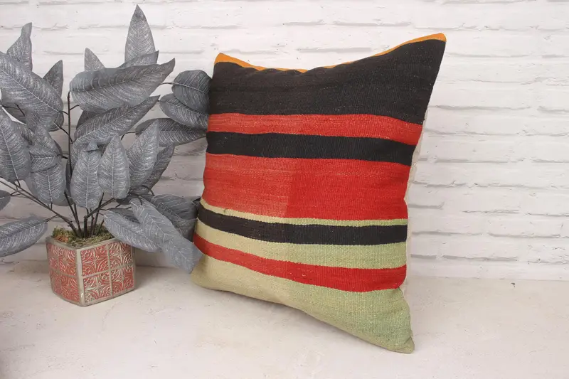 Vintage Kilim Pillow, 20x20 Brown Pillow Case, Pillow Cover, Home Decor Pillow, Vintage Kilim Throw Pillow, Bench Cushion Cover - 4