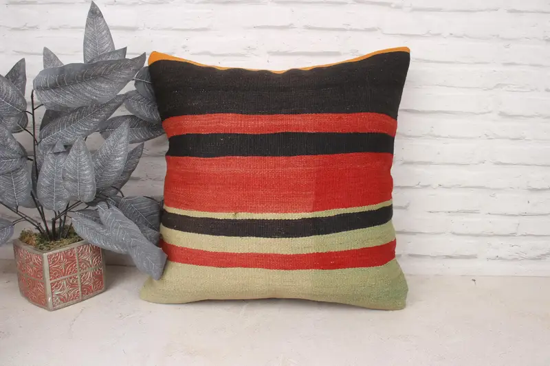 Vintage Kilim Pillow, 20x20 Brown Pillow Case, Pillow Cover, Home Decor Pillow, Vintage Kilim Throw Pillow, Bench Cushion Cover - 1