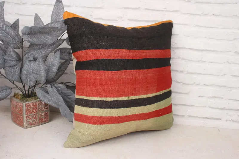 Vintage Kilim Pillow, 20x20 Brown Pillow Case, Pillow Cover, Home Decor Pillow, Vintage Kilim Throw Pillow, Bench Cushion Cover - 3