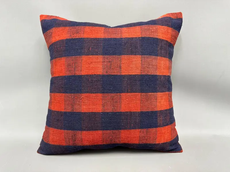 18x18 Blue Pillow Cover, Pillow Case, Southwestern Cushion Cover, Pillow for Couch, Authentic Pillow Case, Boho Pillow, Vintage Kilim Throw Pillow - 4