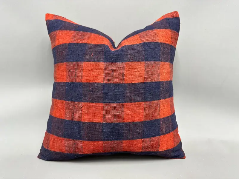 18x18 Blue Pillow Cover, Pillow Case, Southwestern Cushion Cover, Pillow for Couch, Authentic Pillow Case, Boho Pillow, Vintage Kilim Throw Pillow - 1