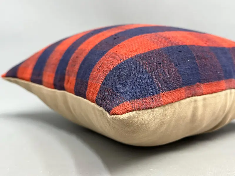 18x18 Blue Pillow Cover, Pillow Case, Southwestern Cushion Cover, Pillow for Couch, Authentic Pillow Case, Boho Pillow, Vintage Kilim Throw Pillow - 6