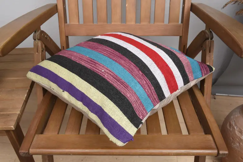 Pillow Case, 16x16 White Pillow, Authentic Pillow Case, Boho Pillow Sham Cover, Kilim Cushion Sham, Ethnical Kilim Rug Pillow - 4