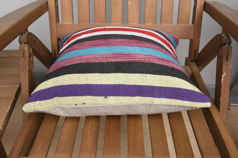 Pillow Case, 16x16 White Pillow, Authentic Pillow Case, Boho Pillow Sham Cover, Kilim Cushion Sham, Ethnical Kilim Rug Pillow - 5