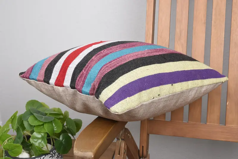 Pillow Case, 16x16 White Pillow, Authentic Pillow Case, Boho Pillow Sham Cover, Kilim Cushion Sham, Ethnical Kilim Rug Pillow - 6