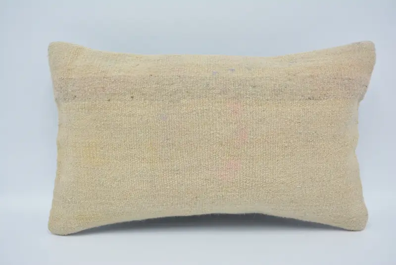 Kilim Cushion Sham, Sofa Cushion Case, Accent Throw Cushion, Boho Pillow, 12x20 Beige Cushion, Vintage Kilim Pillow, Yoga Cushion Case, Pillow Case - 1