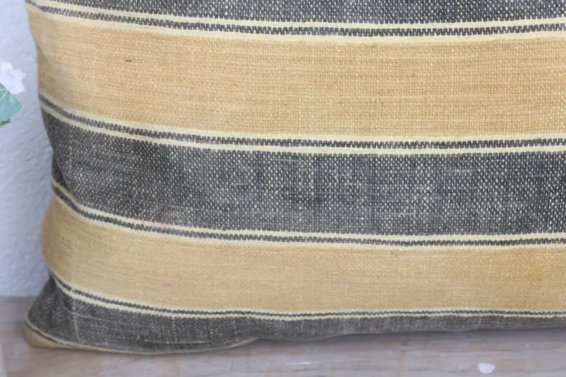 Pillow Cover, Ethnic Throw Pillow Case, Handmade Kilim Cushion, Outdoor Throw Pillow, Antique Pillows, Pillow for Couch, 12x20 Yellow Cushion - 3