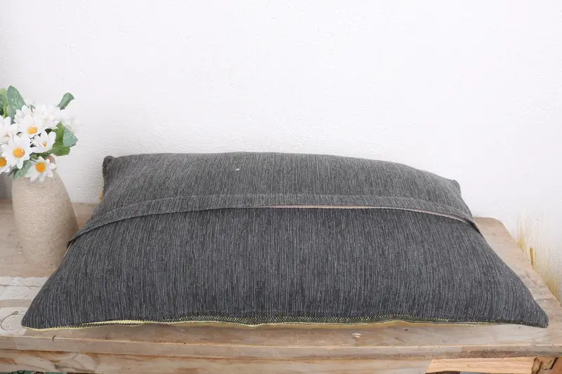 Pillow Cover, Ethnic Throw Pillow Case, Handmade Kilim Cushion, Outdoor Throw Pillow, Antique Pillows, Pillow for Couch, 12x20 Yellow Cushion - 7