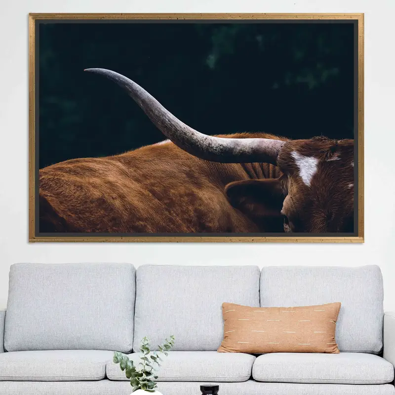Trendy Loft Dekor için Zarif Yayla İnek Yaban Hayatı Kanvas Tablo