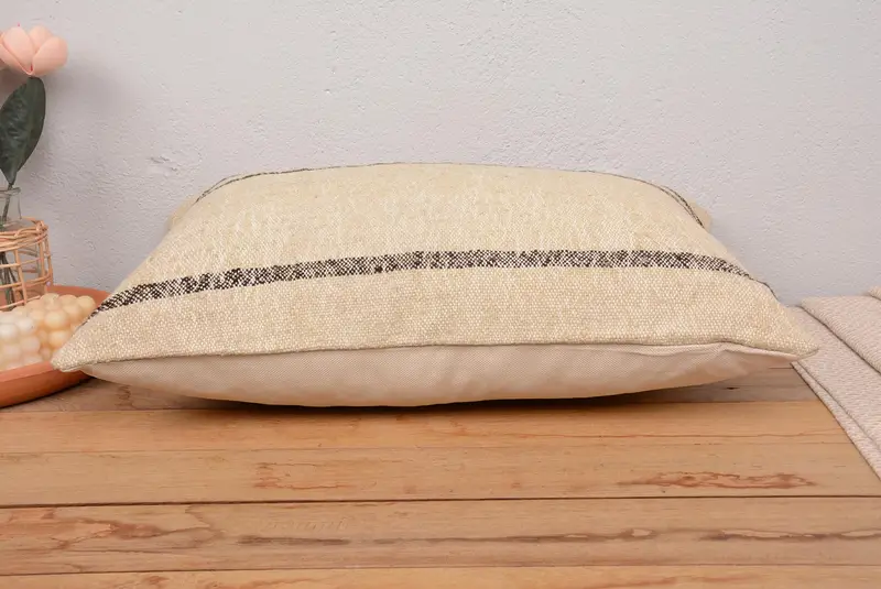 Hippie Throw Cushion, Cushion Case, 16x24 Beige Pillow, Vintage Kilim Pillow, Boho Pillow Sham Cover, Oriental Pillow Sham, Pillow for Sofa - 5