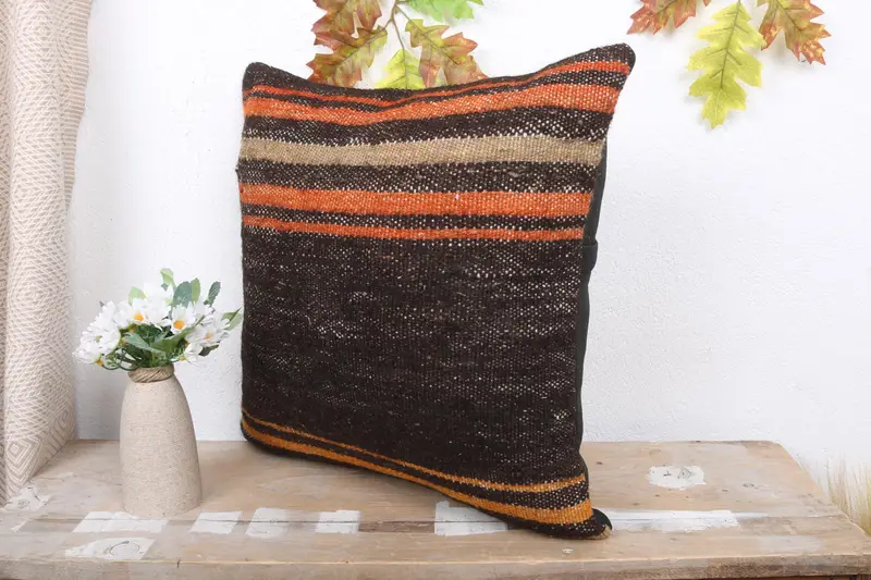 Kilim Pillow Cover, Pillow for Couch, Bolster Cushion, Pillow for Sofa, Cushion, Art Deco Cushion, Couch Cushion Case, 18x18 Brown Cushion Case - 4