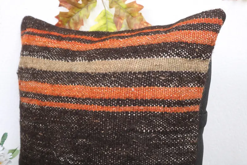 Kilim Pillow Cover, Pillow for Couch, Bolster Cushion, Pillow for Sofa, Cushion, Art Deco Cushion, Couch Cushion Case, 18x18 Brown Cushion Case - 5