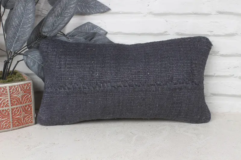 Vintage Kilim Pillow, 8x16 Gray Pillow Case, Cushion Cover, Bed Pillow Sham, Throw Kilim Pillow, Wool Kilim Pillow Pillow Cover, Boho Pillow - 1
