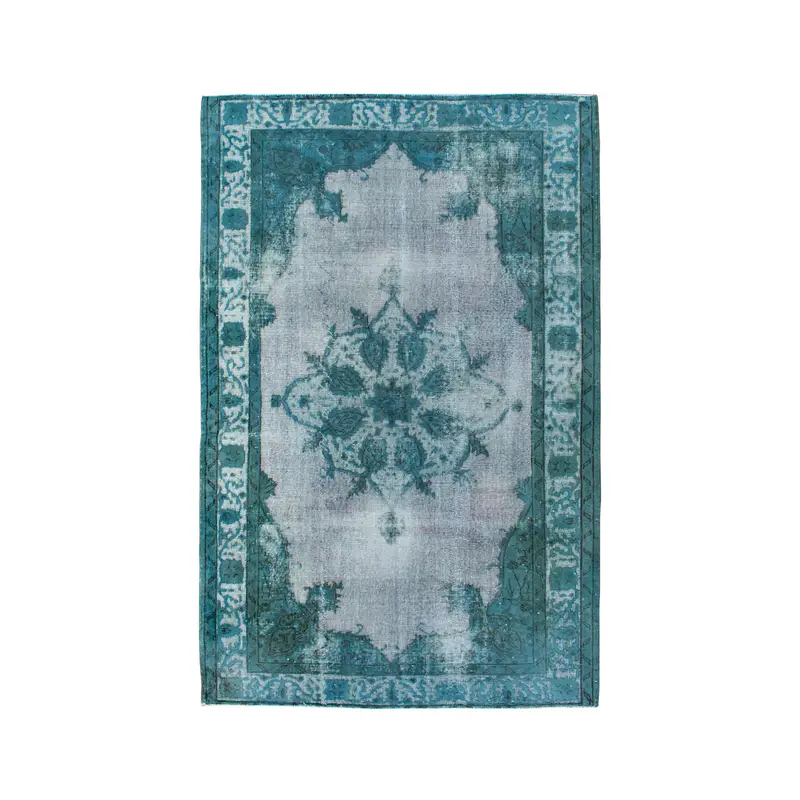 5,9x9,1 ft Teppich, türkischer Vintage-Teppich, blauer Oushak-Wollteppich - 1