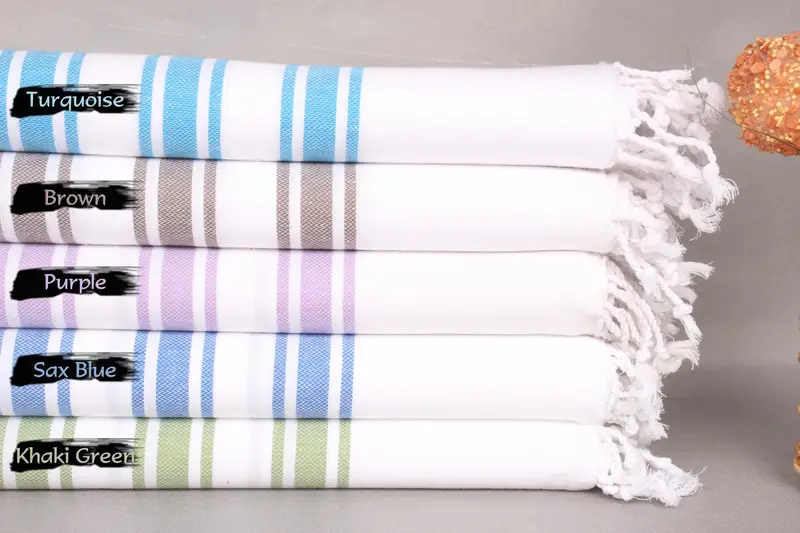 Striped Organic Cotton Turkish Towel Beige, 40x71 Inches