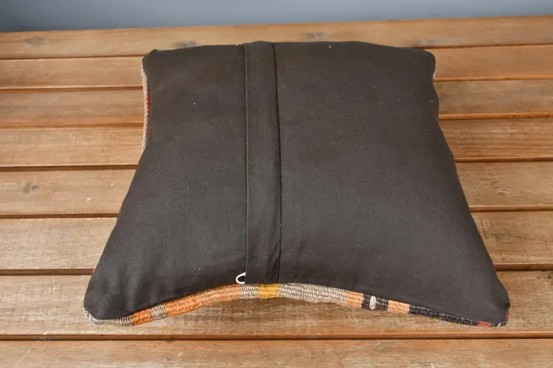Cushion Case, Turkish Pillow, Nautical Throw Pillow Cover, 12x12 Orange Pillow Case, Kilim Pillow Cover, Handmade Kilim Cushion - 5