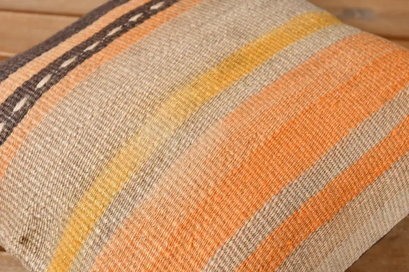 Cushion Case, Turkish Pillow, Nautical Throw Pillow Cover, 12x12 Orange Pillow Case, Kilim Pillow Cover, Handmade Kilim Cushion - 3