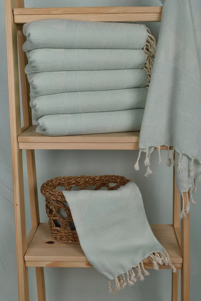 Turkish Tea Towel Mint Cotton Hand Towel, 18x36 inches
