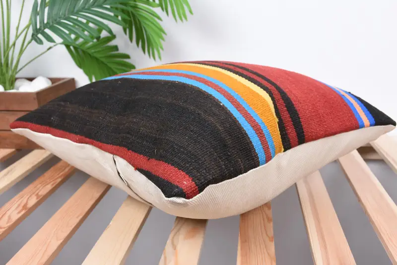 18x18 Red Pillow, Kilim Pillow, Turkish Corner Cushion, Cushion Case, Gift Pillow, Art Deco Cushion, Handmade Kilim Cushion - 6