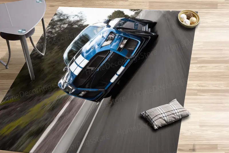 エレガントなフォード マスタング プリント ラグ: モダンな車愛好家の装飾