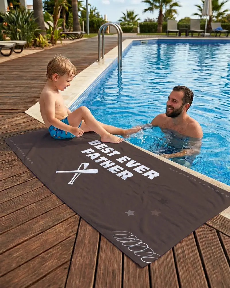 Best Dad Baseball Beach Towel, Personalized Sports Towel, Father’s Day Present, Custom Summer Pool Gift - 1