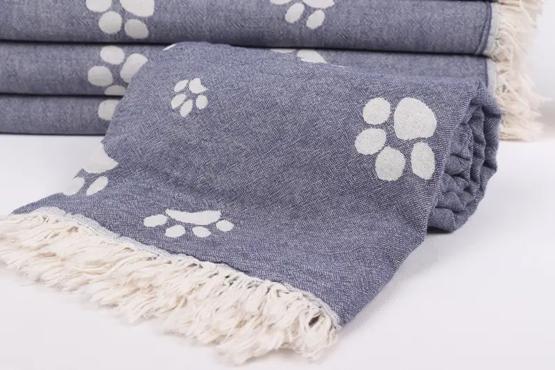 Beach towel, 70x36 Cotton Paw Design Towel, Organic Turkish towel, Peshtemal Towel USA, Gift For Him, Wedding Gift Ideas, Customized Turkish Towel - 5