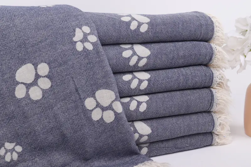Beach towel, 70x36 Cotton Paw Design Towel, Organic Turkish towel, Peshtemal Towel USA, Gift For Him, Wedding Gift Ideas, Customized Turkish Towel - 2