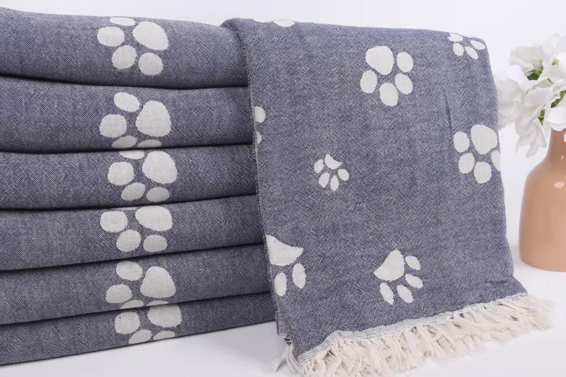 Beach towel, 70x36 Cotton Paw Design Towel, Organic Turkish towel, Peshtemal Towel USA, Gift For Him, Wedding Gift Ideas, Customized Turkish Towel - 3