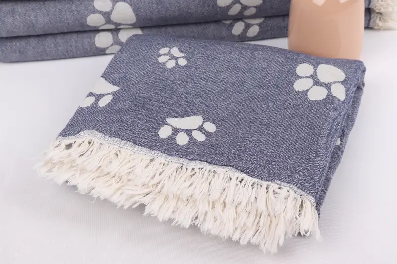 Beach towel, 70x36 Cotton Paw Design Towel, Organic Turkish towel, Peshtemal Towel USA, Gift For Him, Wedding Gift Ideas, Customized Turkish Towel - 6