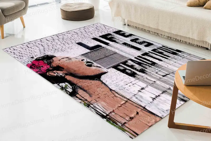 Abstrakter Frauen-Graffiti-bedruckter Teppich – moderne Kunst-Heimdekoration