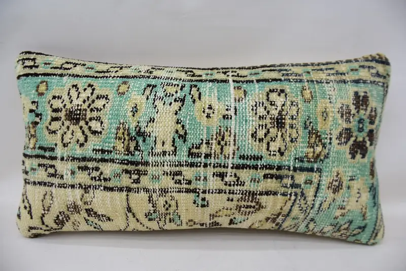 Meditation Pillow, Antique Pillows, Aztec Cushion Cover, Pillow for Sofa, 12x24 Beige Pillow Cover, Cotton Pillow Cover, Throw Kilim Pillow, Cushion - 1