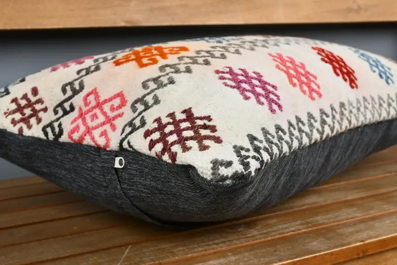 Handmade Kilim Cushion, Living Room Throw Pillow, Gift Pillow, Pillow Sham, Turkish Kilim Pillow, 16x24 Beige Pillow, Pastel Pillow Sham - 3